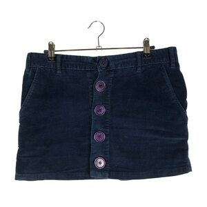 Vintage Y2K Mambo Navy Blue Purple Button Corduroy Micro Mini Skirt 8
